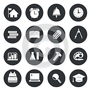 School Circle Icons set Vector