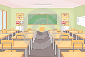 School classroom flat color vector illustration