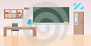 School classroom with furniture empty no people class room interior flat horizontal