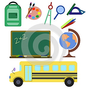 School clipart elements set in flat style