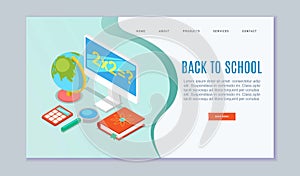School and college online education vector website illustration template. Flat design concepts of education and online
