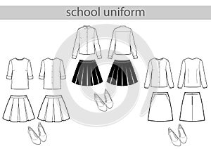 School or College Uniforms. Kids Clothes Vector Set