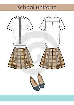 School or College Uniforms. Kids Clothes Vector Set