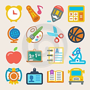 School colorful flat icons