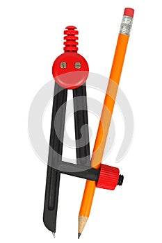 School compasses on white