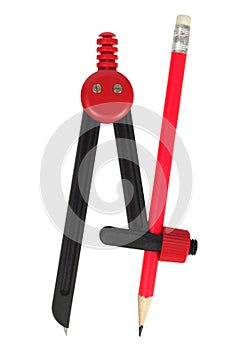 School compasses on white