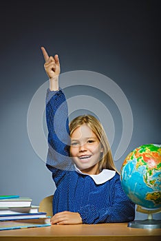 School concept. Closeup gestured child, boy found idea or solution photo
