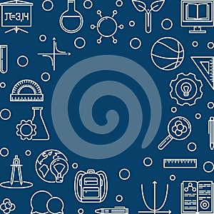 School concept frame in thin line style. Vector illustration