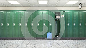 School corridor with lockers.