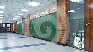 School corridor with lockers.