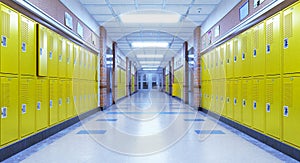 School corridor with lockers.