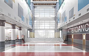 School corridor with lockers.