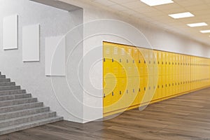 School corridor with posters