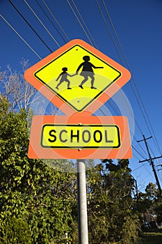 School crosswalk sign.