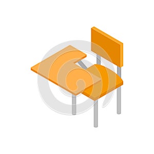 School desk icon, isometric 3d style