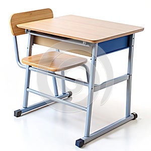 School desk isolated on white background