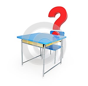School desk question mark 3d Illustrations