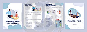 School discipline rules violation flat vector brochure template