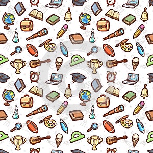 School doodles seamless pattern.