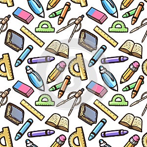 School doodles seamless pattern.