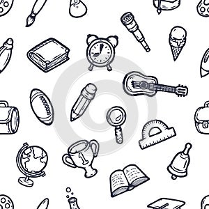 School doodles seamless pattern.