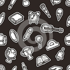 School doodles seamless pattern.