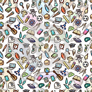 School doodles seamless pattern vector eps10 illustration.