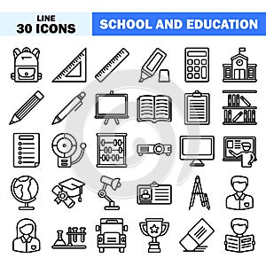School and educaation icons in line style for any projects