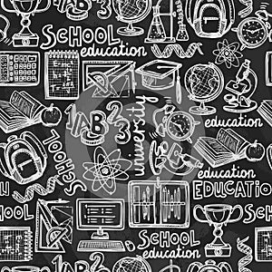 School education chalkboard seamless pattern