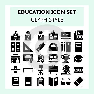 School and Education icon set in glyph or solid style