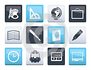 School and education icons over color background