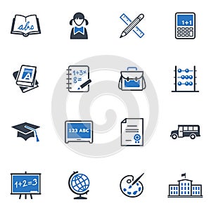 School and Education Icons Set 1 - Blue Series