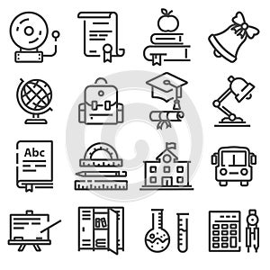 School education icons set.