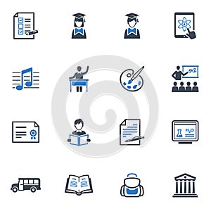 School and Education Icons Set 2 - Blue Series