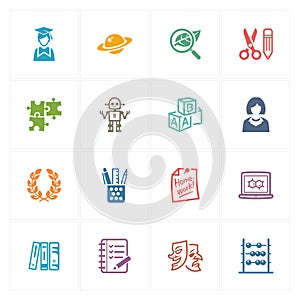 School & Education Icons Set 5 - Colored Series