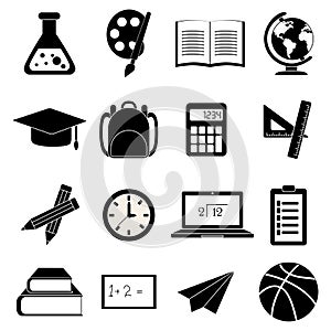 School education icons set