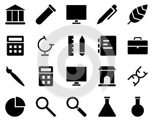 School and Education Icons set. chemical flask. Vector Illustration Set Of Simple Training Icons. Elements Presentation,