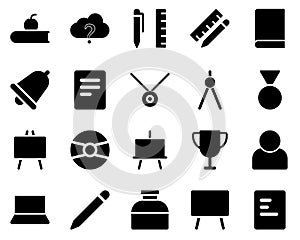 School and Education Icons set. document. Vector Illustration Set Of Simple Training Icons. Elements Presentation, Demonstration,