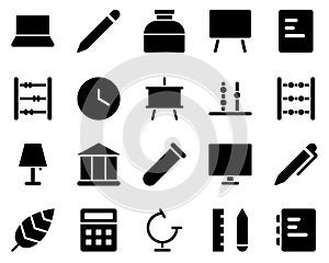 School and Education Icons set. document. Vector Illustration Set Of Simple Training Icons. Elements Presentation, Demonstration,