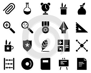 School and Education Icons set. document. Vector Illustration Set Of Simple Training Icons. Elements Presentation, Demonstration,