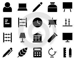 School and Education Icons set. drafting tools, drawing tools. Vector Illustration Set Of Simple Training Icons. Elements