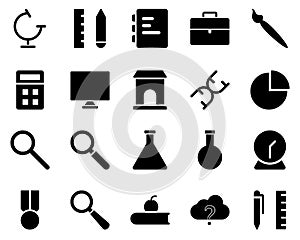 School and Education Icons set. geometry, measuring ruler. Vector Illustration Set Of Simple Training Icons. Elements Presentation