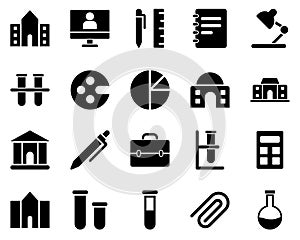 School and Education Icons set. lab glassware