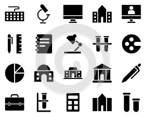 School and Education Icons set. lab glassware