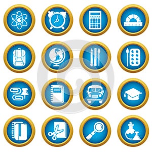 School education icons set, simple style