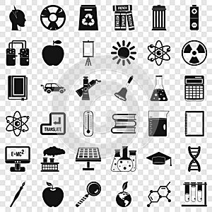 School education icons set, simple style