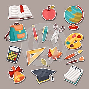 School and education icons, symbols, objects set