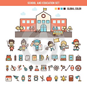 School and education infographics elements for kid