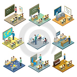 School education isometric 3D set