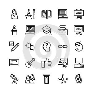 School and Education Line Vector Icons 4